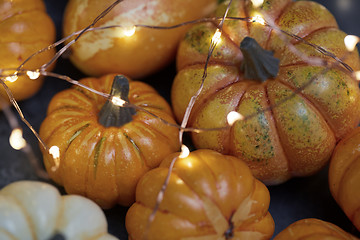 Image showing Halloween pumpkins with illumination