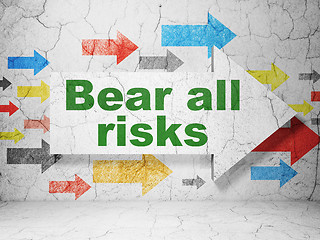 Image showing Insurance concept: arrow with Bear All Risks on grunge wall background