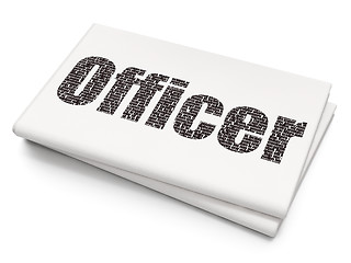 Image showing Law concept: Officer on Blank Newspaper background