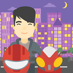 Image showing Man in biker helmet vector illustration.