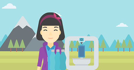 Image showing Woman with three D printer vector illustration.