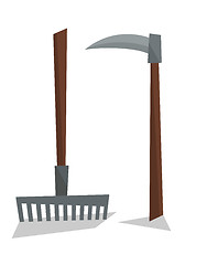 Image showing Agricultural rake and scythe vector illustration.