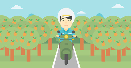 Image showing Man riding scooter vector illustration.