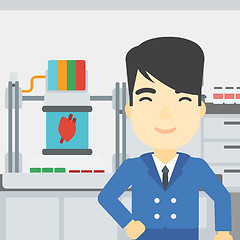 Image showing Man with three D printer vector illustration.