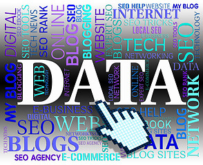 Image showing Data Word Represents Web Site And Bytes