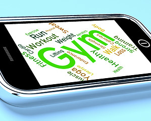 Image showing Gym Wordcloud Shows Get Fit And Exercising