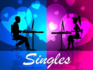 Image showing Singles Online Shows Compassion Searching And Lovers