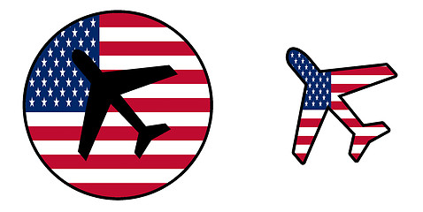 Image showing Nation flag - Airplane isolated - USA