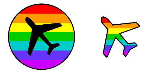 Image showing Flag - Airplane isolated - Rainbow flag