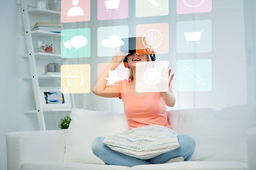 Image showing woman in virtual reality headset or 3d glasses