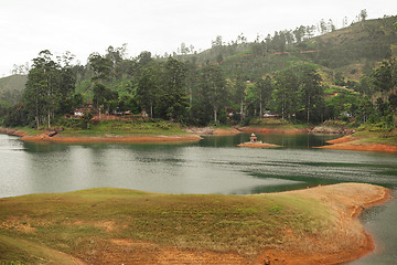 Image showing view to lake or river from land hills on Sri Lanka