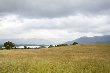 Image showing view to lake and hills at connemara in ireland