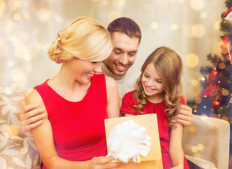 Image showing happy family opening gift box