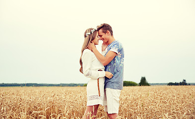 Image showing happy smiling young hippie couple outdoors