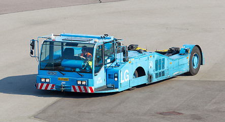 Image showing AMSTERDAM, THE NETHERLANDS - JULY 19: Large KLM aircraft tug at 