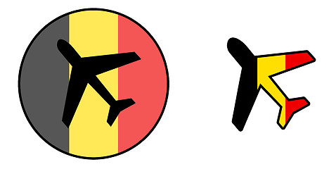 Image showing Nation flag - Airplane isolated - Belgium