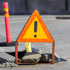 Image showing Temporary construction sign 