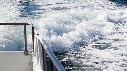 Image showing Wave of a ferry ship on the open ocean