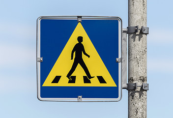 Image showing Vintage pedestrian transit traffic sign in Iceland 