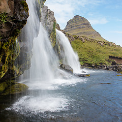 Image showing Kirkjufellsfoss waterfall near the Kirkjufell mountain