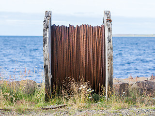 Image showing Abandoned rusty steel cable