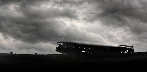 Image showing The abandoned wreck of a US military plane on Southern Iceland -