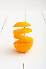 Image showing Colorful citrus fruits on the rustic white background.