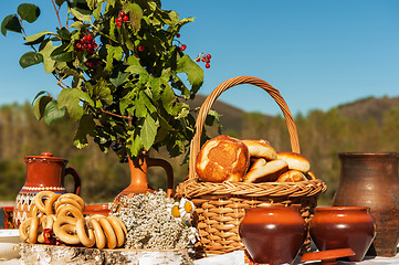 Image showing Russian table with food