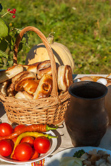 Image showing Russian table with food