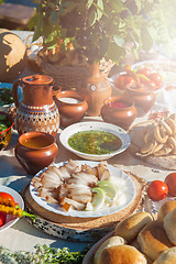 Image showing Russian table with food