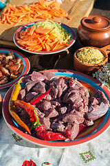 Image showing Russian table with raw meat