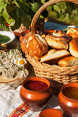 Image showing Russian table with food