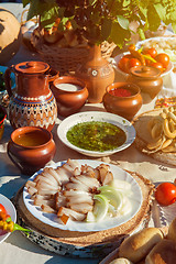 Image showing Russian table with food