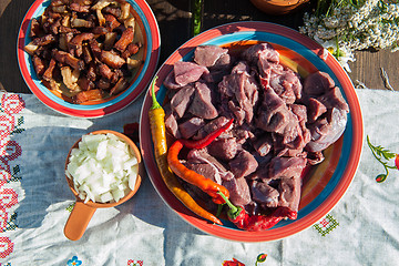 Image showing Russian table with raw meat