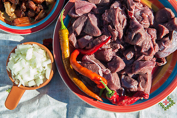 Image showing Russian table with raw meat