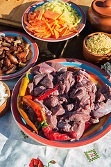 Image showing Russian table with raw meat