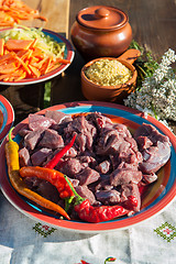 Image showing Russian table with raw meat