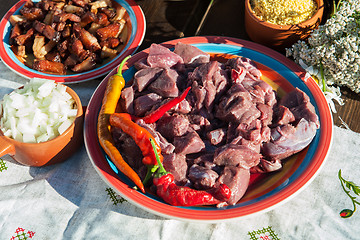 Image showing Russian table with raw meat