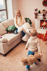 Image showing Happy family at christmas time