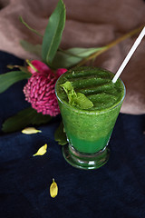 Image showing Healthy organic green smoothie