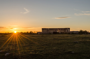 Image showing Sunset by Borgholm Castle in Sweden