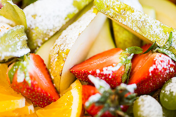 Image showing close up of dish with sugared fruit dessert