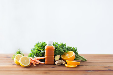 Image showing bottle with carrot juice, fruits and vegetables