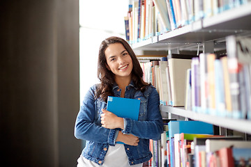 Image showing high school student girl reading book at library