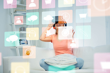 Image showing woman in virtual reality headset or 3d glasses