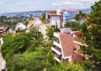 Image showing Panoramic view of the resort town .