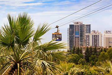 Image showing The cable car to the top of the mountain in the resort town.