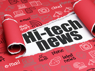 Image showing News concept: black text Hi-tech News under the piece of  torn paper