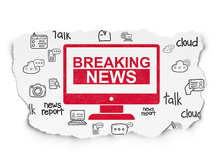 Image showing News concept: Breaking News On Screen on Torn Paper background