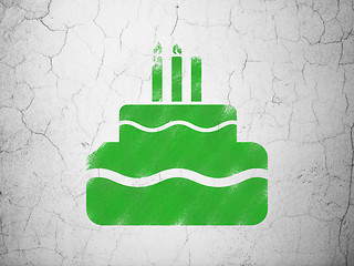 Image showing Holiday concept: Cake on wall background